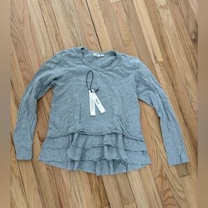 WILT ruffled hem long sleeve shirt gray xs